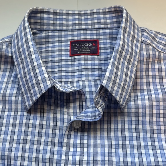UNTUCKit Men's Light Blue Plaid Shirt - Picture 1 of 9